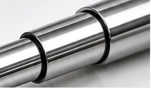 Close-up of polished stainless steel telescopic shaft