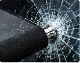 Close-up of an illustrative glass impact scene